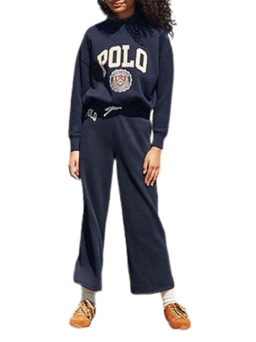 Felpa Bambina blu con bordi a coste POLO RALPH LAUREN | 313916830002